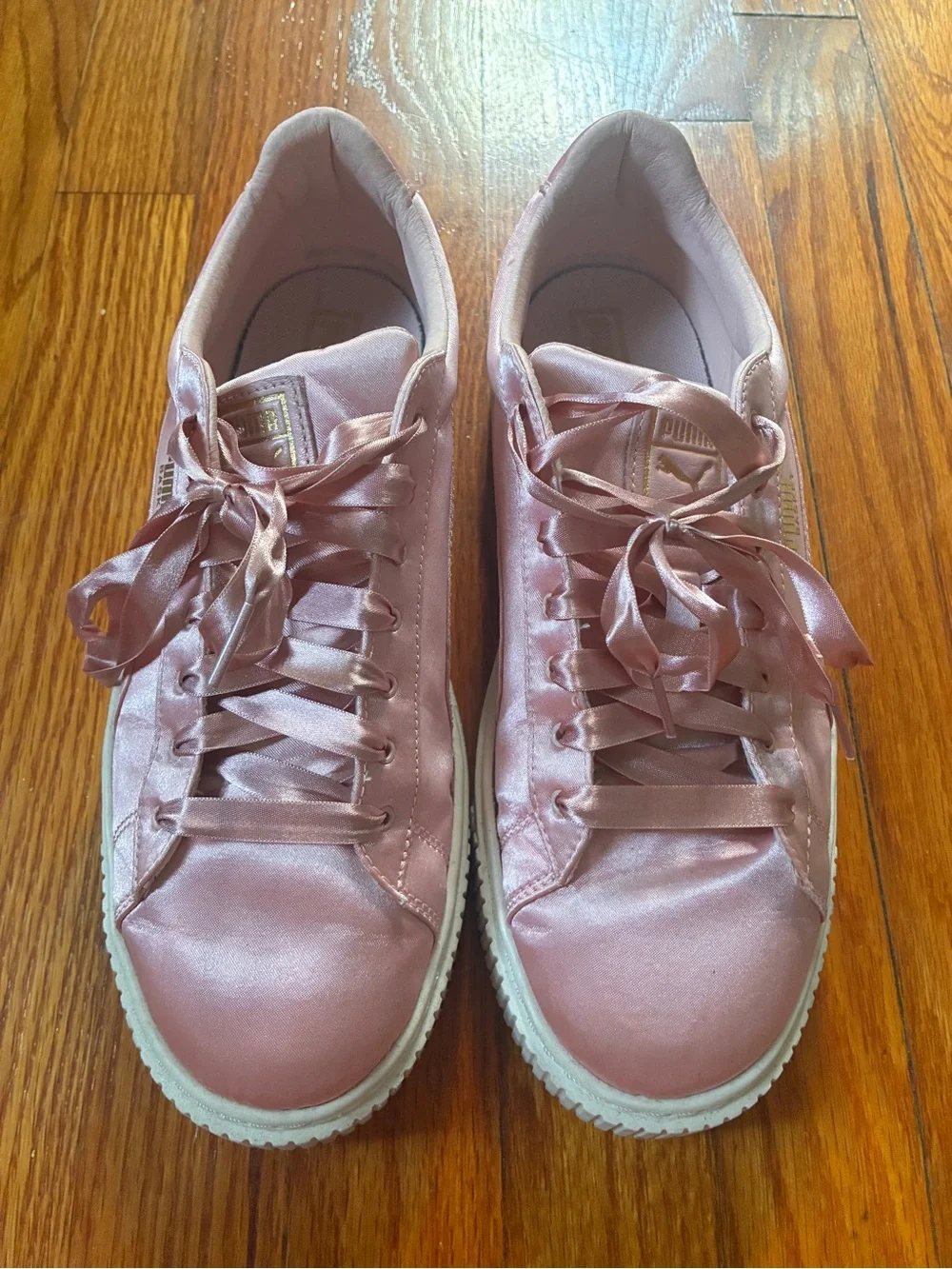 Puma Satin Pink Platform Sneakers